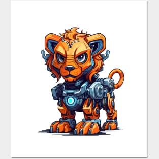 Cartoon lion robots. T-Shirt, Sticker. Posters and Art